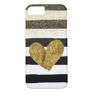 Black Stripes Gold Hecht Glitzer Shimmer iPhone 8/7 Hülle