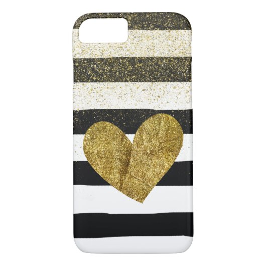 Black Stripes Gold Hecht Glitzer Shimmer Case-Mate iPhone Hülle (Rückseite)