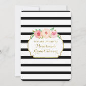 Black Stripes Gold Pink Brautparty Einladung (Vorderseite)