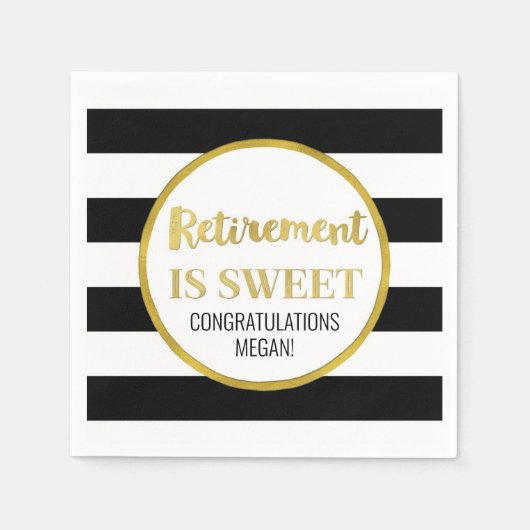 Black Stripes Gold Rentirement ist Sweet Serviette (Vorderseite)