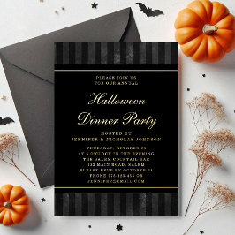 Black Stripes Halloween Party Gold Folieneinladung