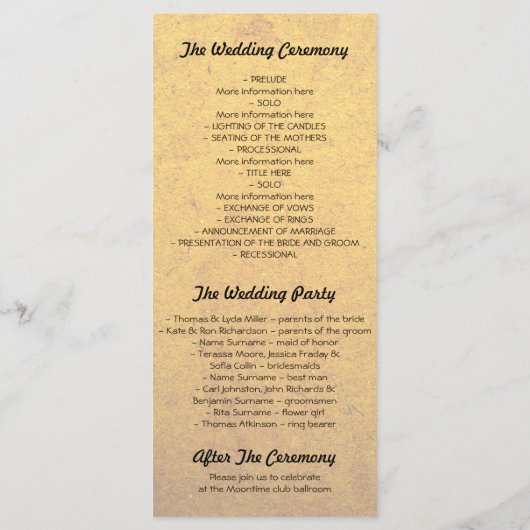 Black Stripes Karneval Hochzeitsprogramme Programm (Rückseite)