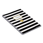 Black Stripes & Metallic Gold Heart Notebook Notizblock (Rechte Seite)