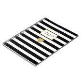 Black Stripes & Metallic Gold Heart Notebook Notizblock (Linke Seite)
