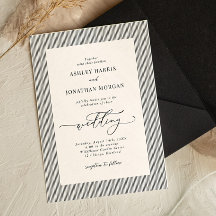 Black Stripes Old Money Wedding Invitation