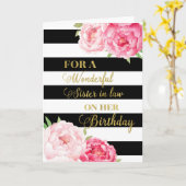Black Stripes Pink Blume Schwester Jura Geburtstag Karte (Gelbe Blume)