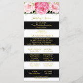 Black Stripes Pink Watercolor Hochzeitsprogramm Programm (Rückseite)