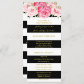 Black Stripes Pink Watercolor Hochzeitsprogramm Programm (Vorne/Hinten)