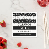 Black Stripes Silver Dots Class of 2018 Abschluss Serviette (Beispiel)