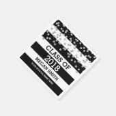 Black Stripes Silver Dots Class of 2018 Abschluss Serviette (Ecke)