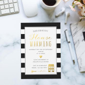 Black Stripes Single Housewarming Party Einladung