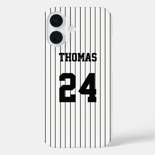 Black Stripes White Baseball Jersey Case-Mate iPhone Hülle (Rückseite)