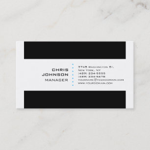 Black Stripes White Blue Manager Business Card Visitenkarte