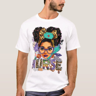 Black Strong Nurse Afro Liebe Melanin T-Shirt