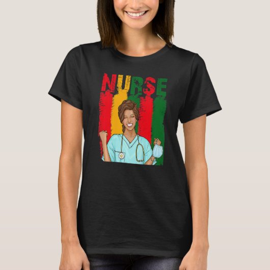 Black Strong Nurse Afro Love Melanin African Ameri T-Shirt (Vorderseite)