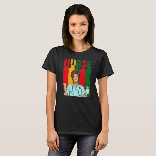 Black Strong Nurse Afro Love Melanin African Ameri T-Shirt (Vorne ganz)