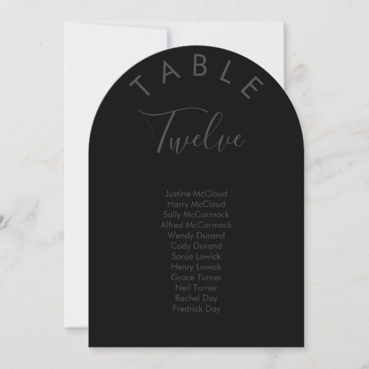 Black Stylish Arched Black Guest Seating Chart Einladung (Vorderseite)