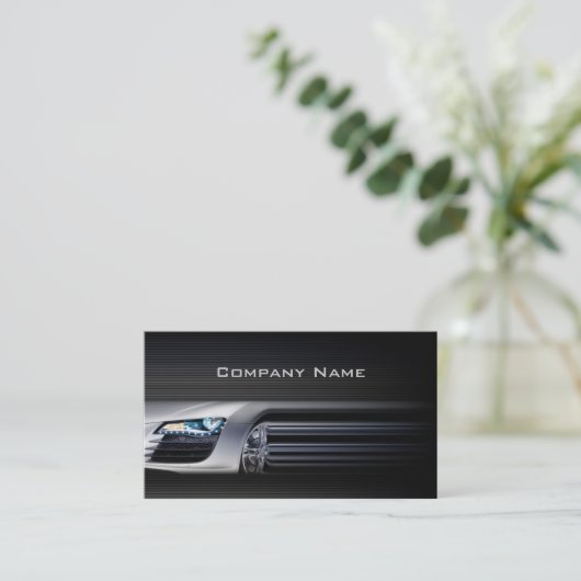 Black Stylish Automotive Business Card Visitenkarte (Stehend Vorderseite)