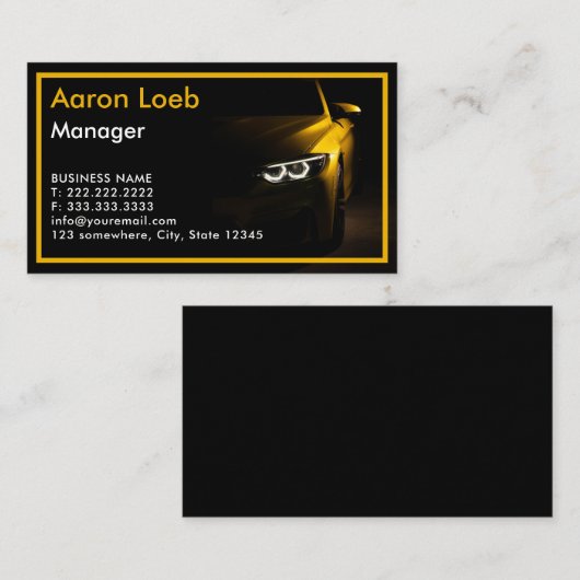 Black Stylish Automotive Business Card Visitenkarte (Vorne/Hinten)