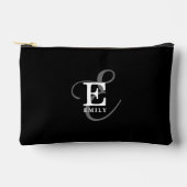 Black Stylish Calligraphy Monogram und Name Zubehörtasche (Vorderseite)
