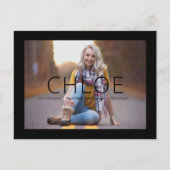 Black Stylish Foto Grad Ankündigung Postkarte (Vorderseite)