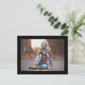 Black Stylish Foto Grad Ankündigung Postkarte (Stehend Vorderseite)