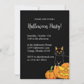 Black Stylish Halloween-Party Cat & Pumpkin Einladung (Vorderseite)