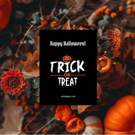 Black Stylish Happy Halloween Postkarte