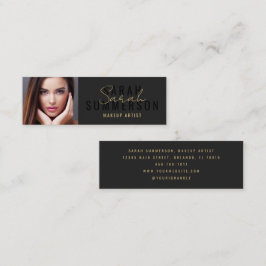 Black Stylish Makeup Artist Beauty Salon Photo Mini Visitenkarte