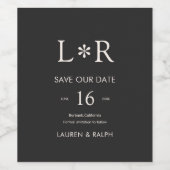 Black | Stylish Modern Wedding Save the Date Weinetikett (Einzelnes Label)