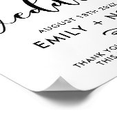 Black Stylish Script Welcome Wedding Sign Poster (Ecke)