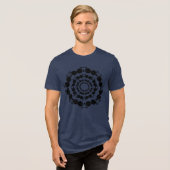 Black Stylized Bikes Mandala Tri-Blend Shirt (Vorderseite voll)