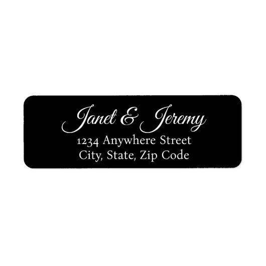 Black Stylized Name Wedding Rücksendeadresse (Vorne)