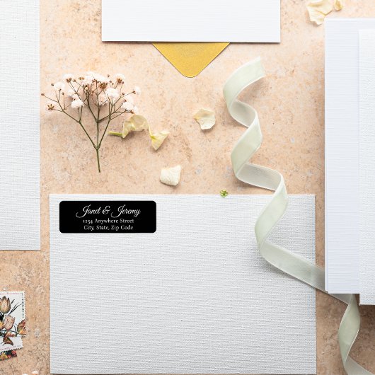Black Stylized Name Wedding Rücksendeadresse