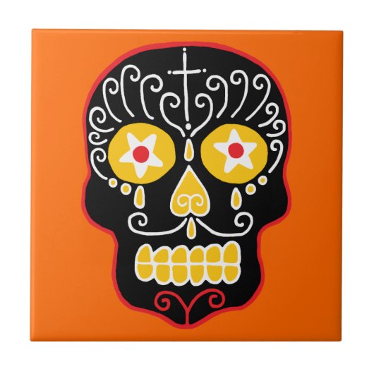Black Sugar Skull Fliese (Vorderseite)