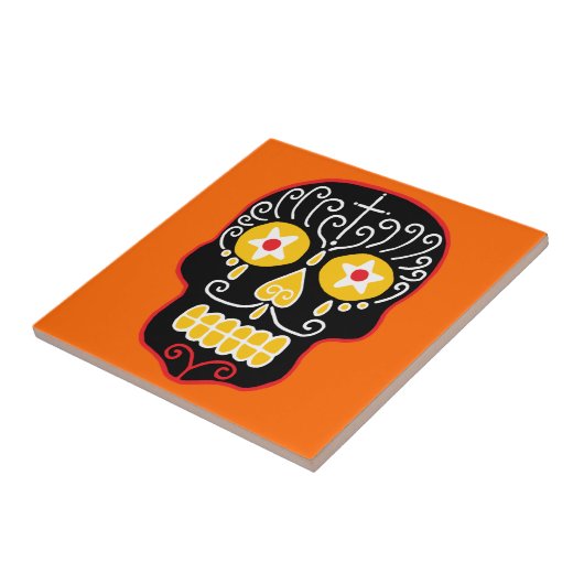 Black Sugar Skull Fliese (Seite)