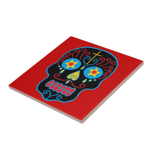 Black Sugar Skull Fliese (Seite)
