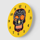 Black Sugar Skull Große Wanduhr (Winkel)
