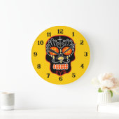 Black Sugar Skull Große Wanduhr (Zuhause)