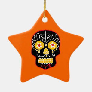 Black Sugar Skull Keramik Ornament