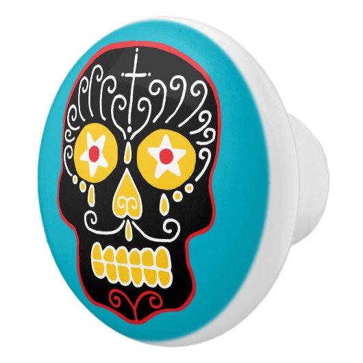 Black Sugar Skull Keramikknauf (Rechts)