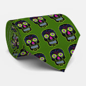 Black Sugar Skull Krawatte (Gerollt)