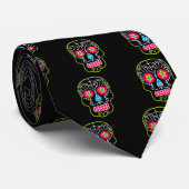 Black Sugar Skull Krawatte (Gerollt)