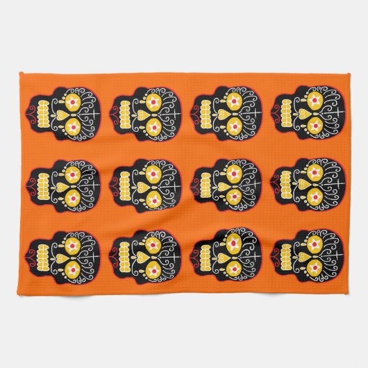Black Sugar Skull Küchentuch (Horizontal)