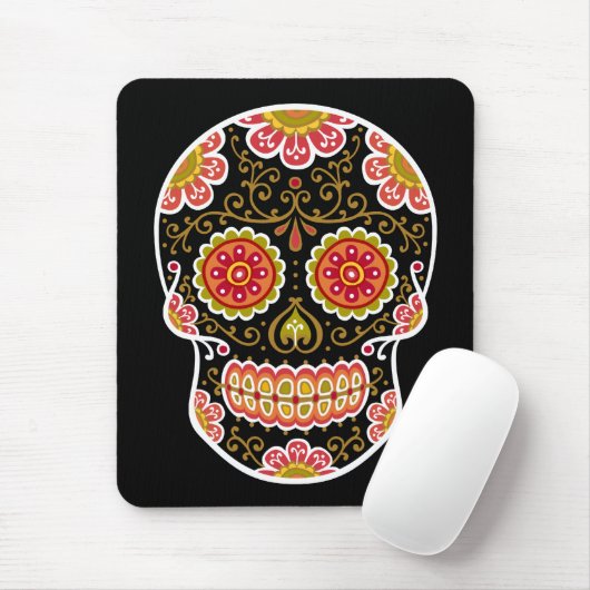 Black Sugar Skull Mouse Pad Mousepad (Mit Mouse)