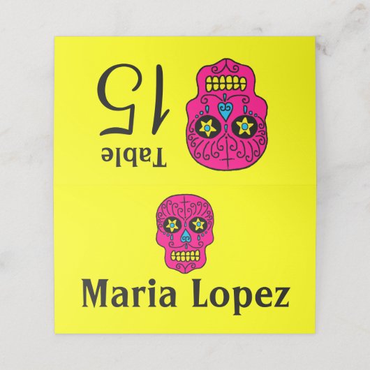 Black Sugar Skull Platzkarte (Außenseite Aufgefaltet)