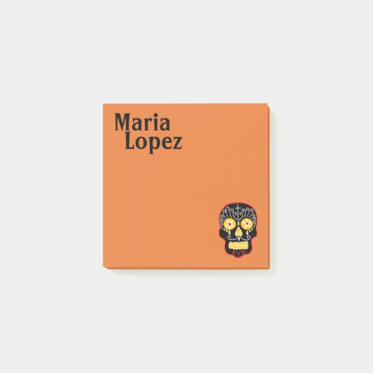 Black Sugar Skull Post-it Klebezettel (Vorderseite)