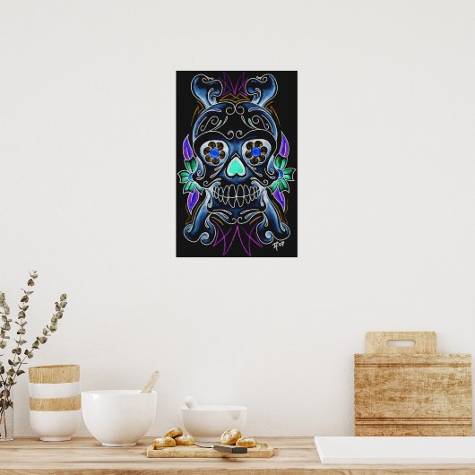Black Sugar Skull Print Poster (Küche)