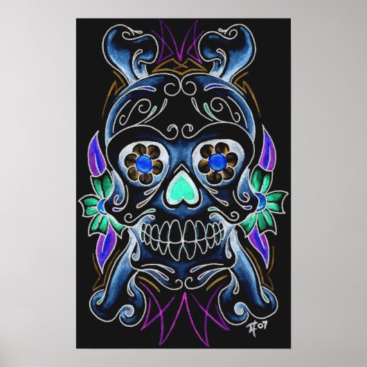 Black Sugar Skull Print Poster (Vorne)