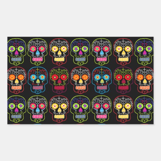 Black Sugar Skull Rechteckiger Aufkleber (Vorderseite)